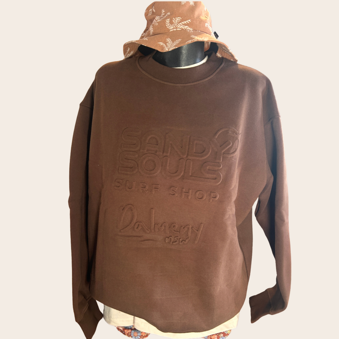 Sandy Souls Chocolate Crew Neck Fleece - Cosy Coastal Comfort