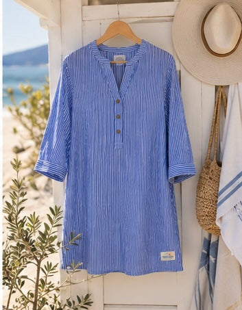 Sandbar Dress – Blue Striped Summer Dress