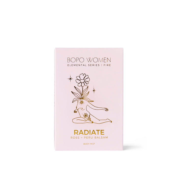 Bopo Women's product packaging with a stylized illustration on a white background