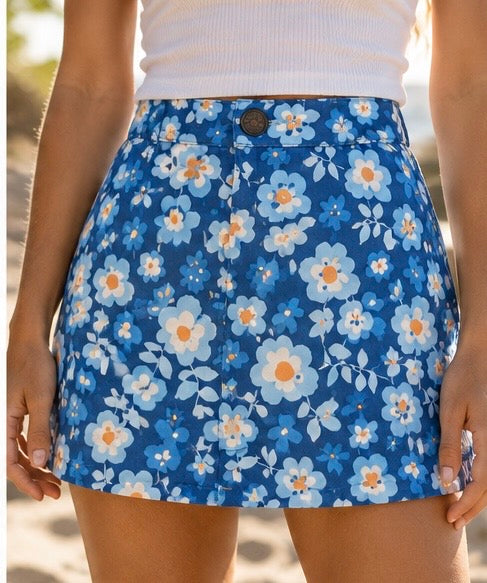 Sunkissed Mini Skirt – Blue Floral | Sandy Souls