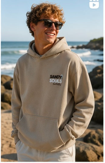 Sandy Souls Latte Hoodie – Oversized Coastal Surf Hoodie | Dalmeny NSW