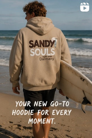 Sandy Souls Latte Hoodie – Oversized Coastal Surf Hoodie | Dalmeny NSW