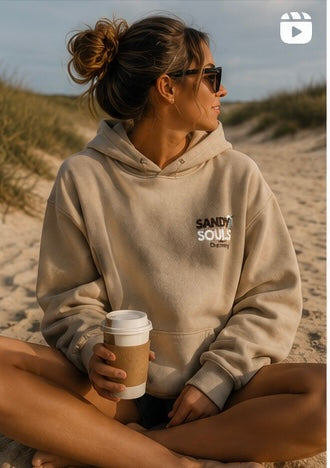 Sandy Souls Latte Hoodie – Oversized Coastal Surf Hoodie | Dalmeny NSW
