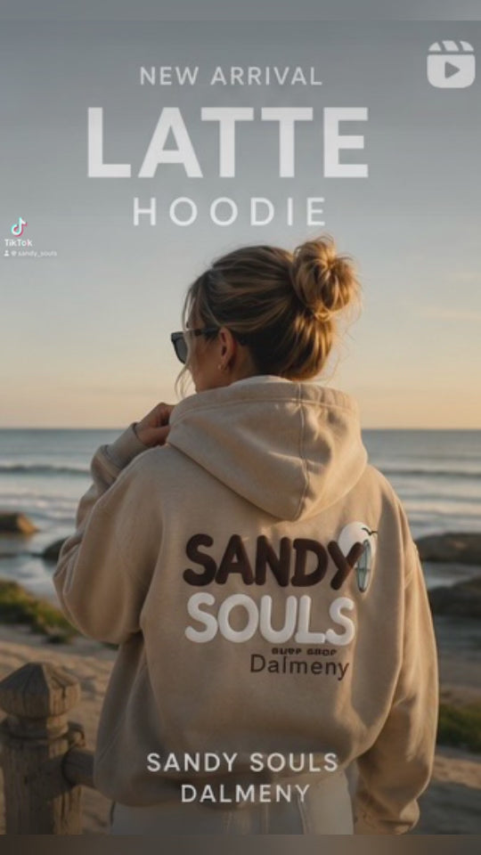 Sandy Souls Latte Hoodie – Oversized Coastal Surf Hoodie | Dalmeny NSW